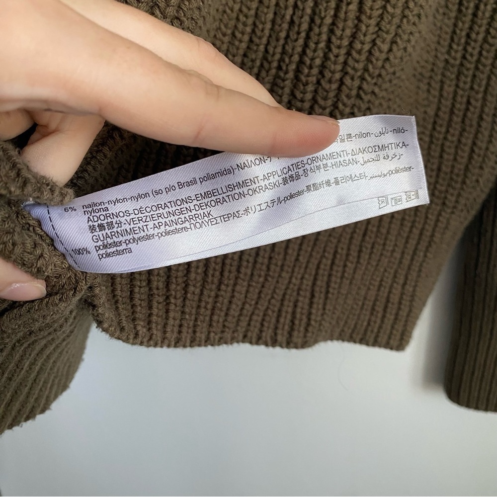 Zara Knit Contrast Pockets Oversized Cardigan Sweater • Cocoa Brown • S Small - Picture 9 of 10